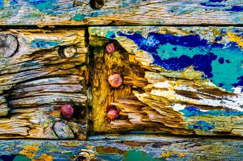An abstract image produced from a close up section of  an old abandoned ferry Foto stock