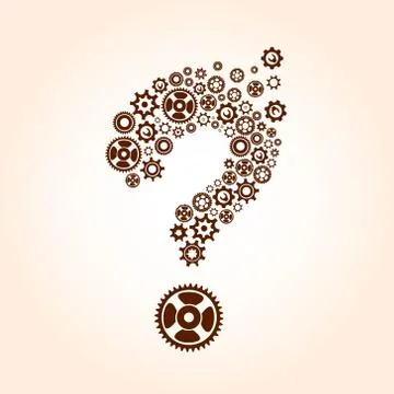 Abstract image with question mark made of gears Stock Illustration