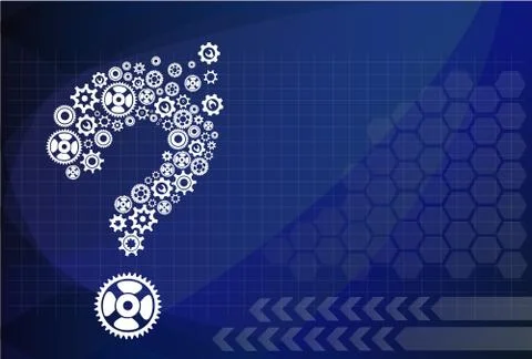 Abstract image with question mark made of gears Illustrazione stock
