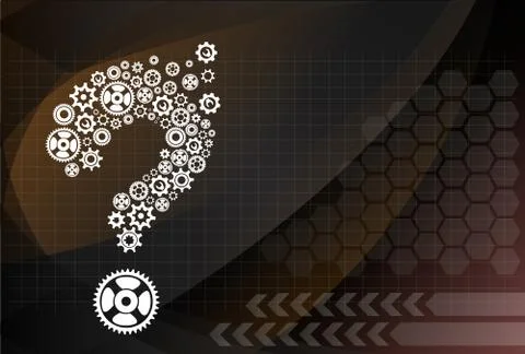 Abstract image with question mark made of gears Illustrazione stock