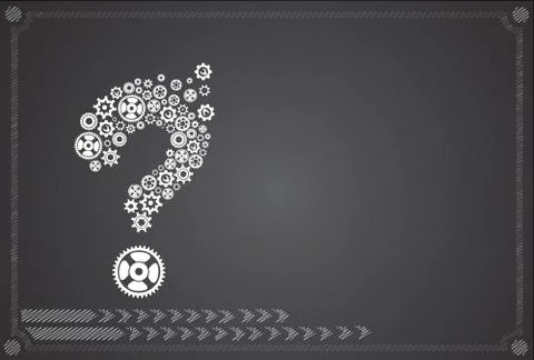 Abstract image with question mark made of gears Stock Illustration
