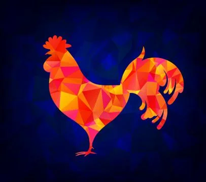 The abstract image of a rooster. Design styling cock with triangles . Vector Illustrazione stock