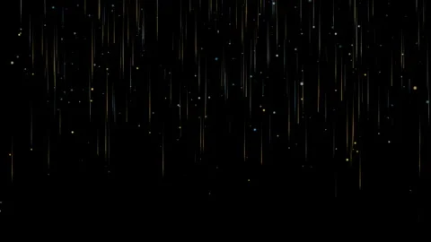 An abstract image showcasing golden light streaks falling against a black Видео 280139458