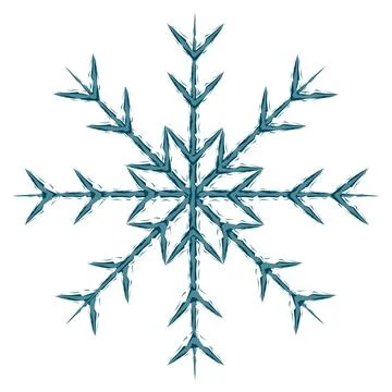 Abstract image snowflake made by broken patterned lines in trendy wintry blue Stock Illustration
