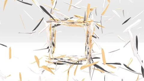 Abstract image of a square frame made of gold and silver shards Video stock 250063822