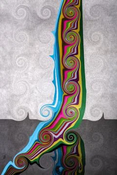 Abstract image with swirling objects on a gray background. 3D Render Stock Photos