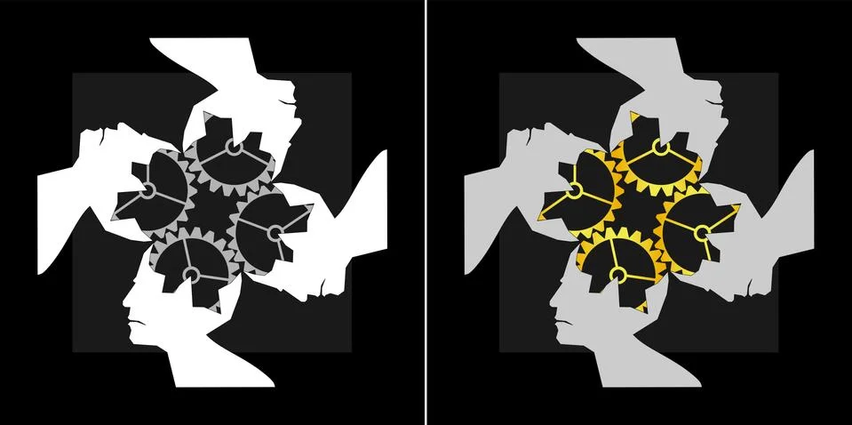 Abstract image of teamwork collective intelligence logo Stock Illustration