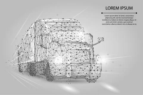 Abstract image of a Truck consisting of points, lines, and shapes. 3d heavy van Stock Illustration