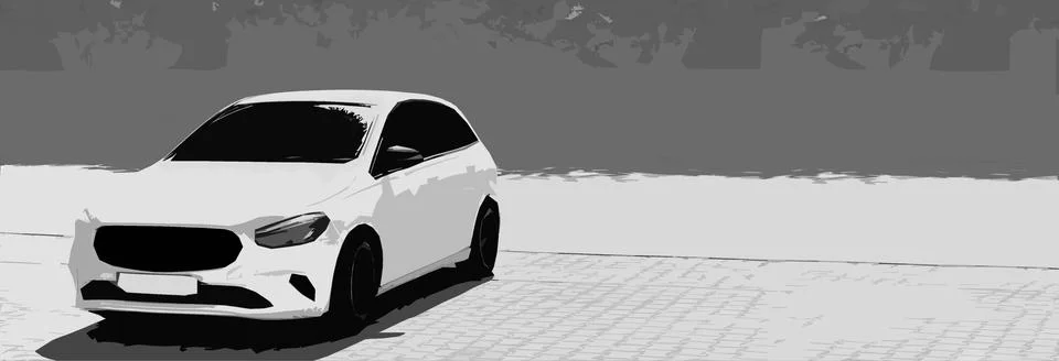 Abstract image of a white hatchback Stock Illustration