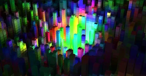 Abstract images of an array of geometric shapes of different colors. Random.. Stock Illustration