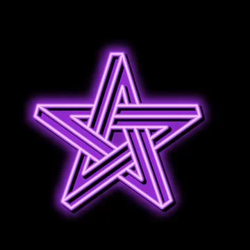 Abstract impossible geometric shape neon glow icon illustration イラスト素材
