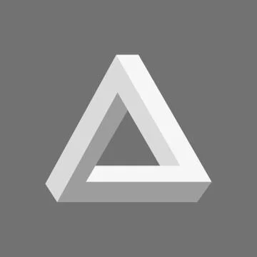 Abstract impossible triangle sign, retro optical effect. Vector. Stock Illustration