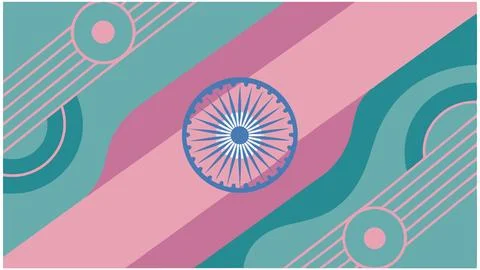 Abstract indian flag design with chakra and geometric shapes for independence Stock Illustration