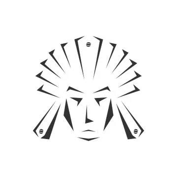 Abstract indian head mascot vector illustration isolated on white background. Illustrazione stock