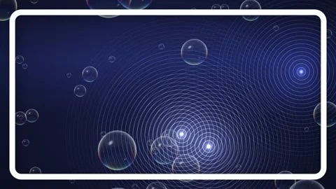 Abstract Indigo Blue Background Loop with Concentric Ripples and Bubbles Stock Footage 345704692
