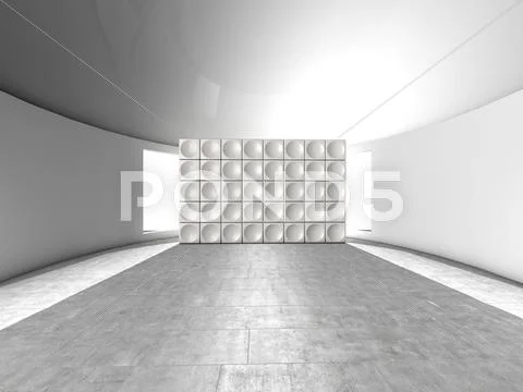 Abstract indoor futuristic indoor with acoustic wall Stock Illustration