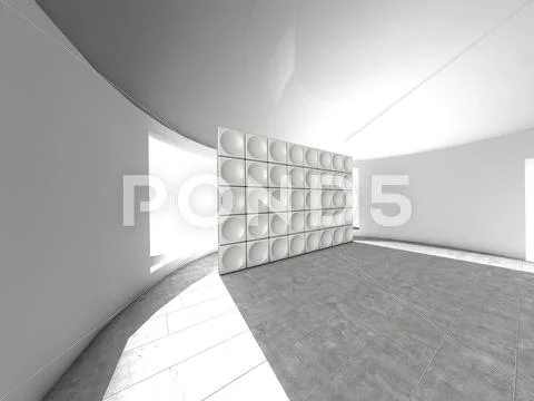 Abstract indoor futuristic indoor with acoustic wall Stock Illustration