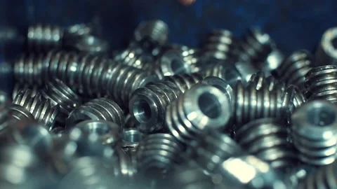 Abstract industrail background, Top view metal bolt. bolt production 库存影片 137656674