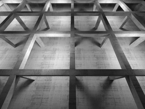 Abstract industrial empty 3d concrete interior, top view Stock Illustration