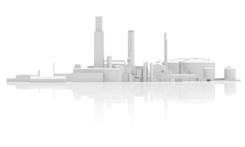 Abstract industrial facility 3 d model Illustrazione stock