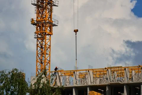 Abstract Industrial Geometry of Construction Cranes and Sky Stock Photos