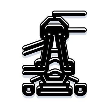 Abstract industrial machine technology black and white illustration Stock Illustration