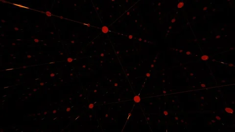 Abstract Infinite Grid of Glowing Orange Nodes and Connecting Lines over a .. Stock Footage 334244964