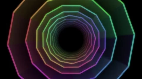 Abstract infinite loop flight inside colorful geometric tube tunnel of neon.. Stock Footage 345896827
