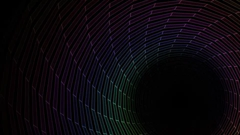 Abstract infinite loop neon tunnel background rotating cyber virtual space .. Stock Footage 345896824