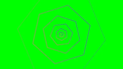 Abstract infinite tunnel of concentric rainbow hexagons on green background Stock Footage 341823960