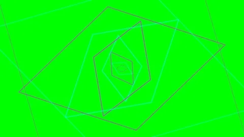 Abstract infinite tunnel of geometric diamond shapes on a green background Stock Footage 340902824