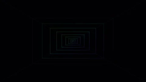 Abstract infinite tunnel of glowing rectangular frames in deep darkness Video stock 336263371