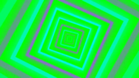 Abstract infinite tunnel of rotating neon green and purple square frames Video stock 341824128