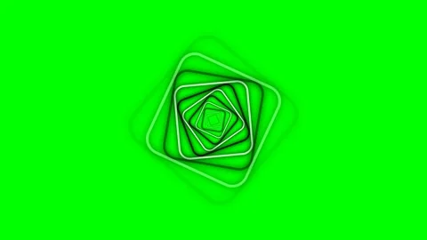 Abstract infinite tunnel of rotating square frames on a bright green backgrou Stock Footage 341823574