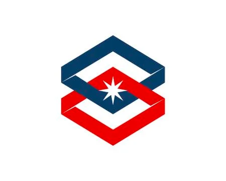 Abstract infinity box with star inside Stock Illustration