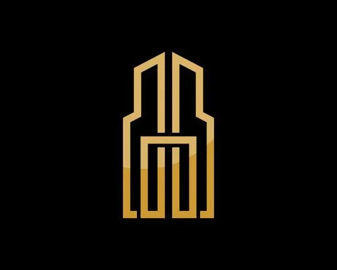 Abstract infinity building in gold colors Stock Illustration