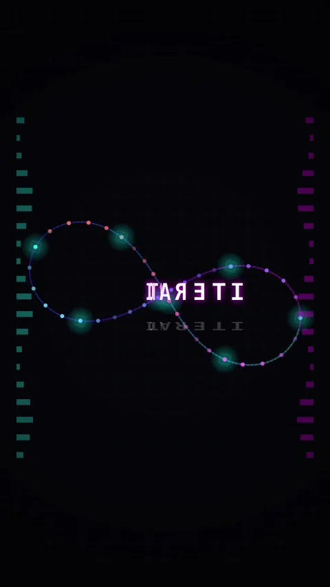 Abstract Infinity Loop Digital Animation with Glowing Nodes and Data Bars Video stock 346203655