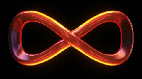Abstract infinity loop glowing neon ribbon on black background, digital sto.. Stock Footage 341429203