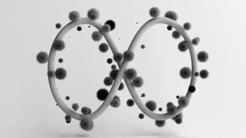 Abstract infinity sign black and white background. 3D render seamless loop Stock Footage 264514132