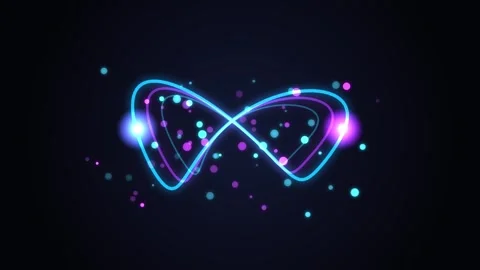 Abstract infinity symbol animation with glowing neon light particles on bla.. Stock-Footage 346989030