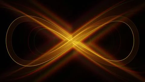 Abstract Infinity Symbol with Neon Light Effects on Dark Background イラスト素材