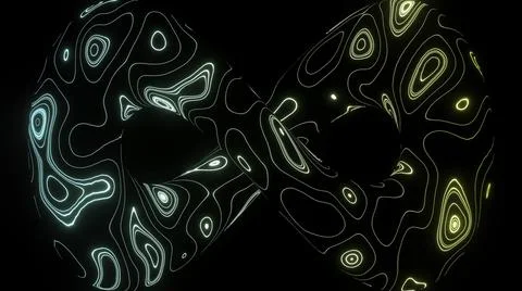 Abstract Infinity symbol with neon oval shaped stains. Action. Endlessly moving Illustration