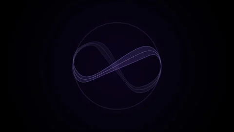 Abstract infinity symbol rotating in circular frame on dark background digi.. Stock Footage 345574766