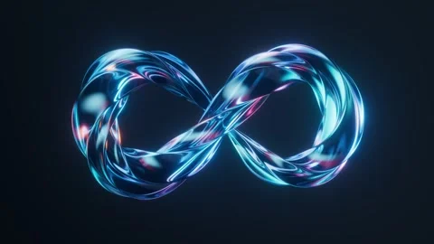 Abstract infinity symbol shape with neon blue and pink light glowing and tw.. Stock Footage 327345221