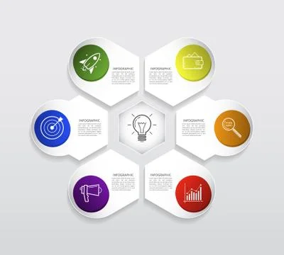 Abstract infographic 3d design elements with 6 options. Template for brochure Stock Illustration