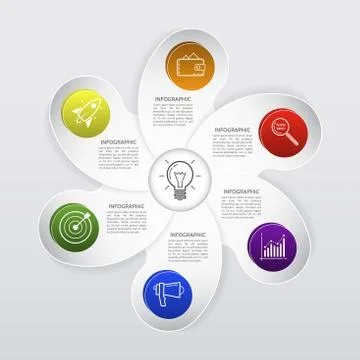 Abstract infographic 3d design elements with 6 options. Template for brochure Stock Illustration