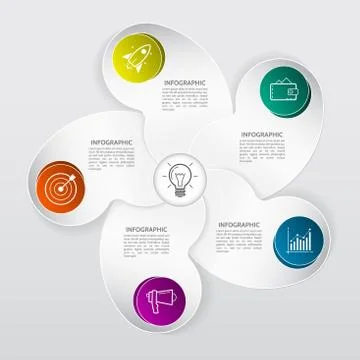 Abstract infographic 3d design elements with 5 options. Template for brochure Stock Illustration