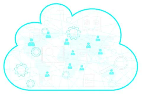 Abstract infographic of cloud technology and global network Stock Illustration