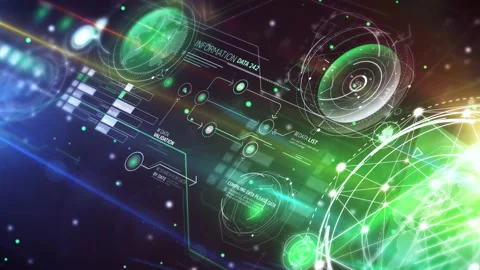 Abstract infographic data flow in virtual space. Stock Footage 214133941