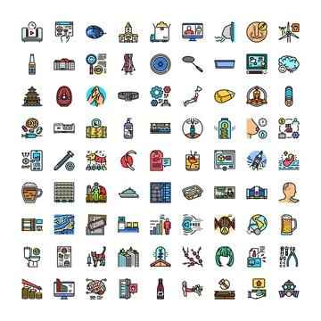 Abstract infographic icon set displaying business concepts Stock Illustration